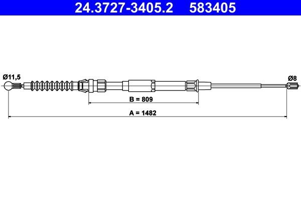 Ate 24.3727-3405.2 Cable Pull, parking brake 24372734052: Buy near me in Poland at 2407.PL - Good price!