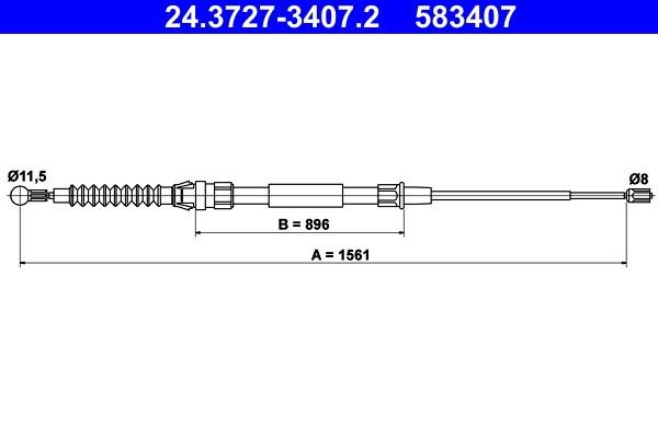 Ate 24.3727-3407.2 Cable Pull, parking brake 24372734072: Buy near me in Poland at 2407.PL - Good price!