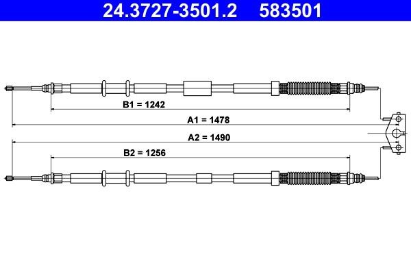 Ate 24.3727-3501.2 Cable Pull, parking brake 24372735012: Buy near me in Poland at 2407.PL - Good price!