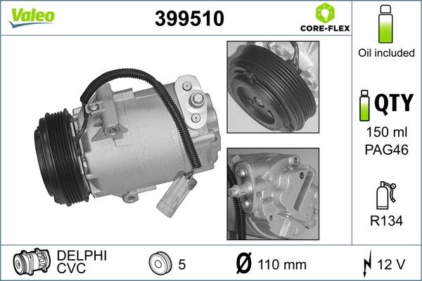 Valeo 399510 Compressor, air conditioning 399510: Buy near me at 2407.PL in Poland at an Affordable price!