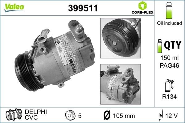 Valeo 399511 Compressor, air conditioning 399511: Buy near me in Poland at 2407.PL - Good price!