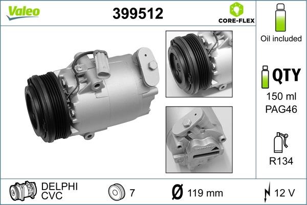 Valeo 399512 Compressor, air conditioning 399512: Buy near me in Poland at 2407.PL - Good price!