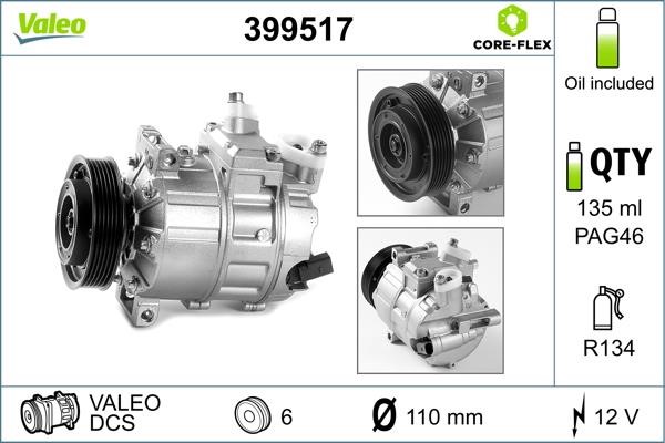 Valeo 399517 Compressor, air conditioning 399517: Buy near me in Poland at 2407.PL - Good price!