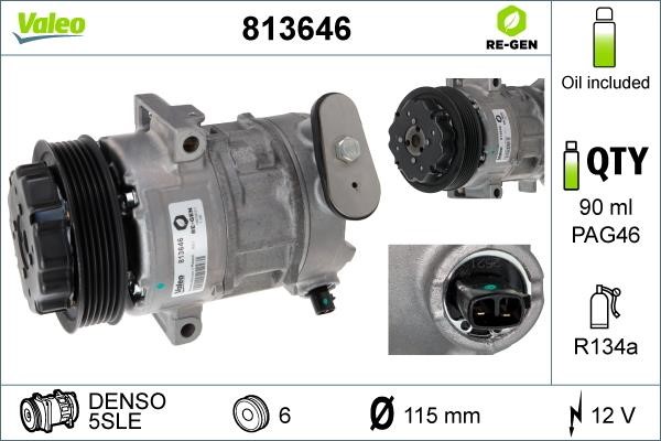 Valeo 813646 Compressor, air conditioning 813646: Buy near me in Poland at 2407.PL - Good price!