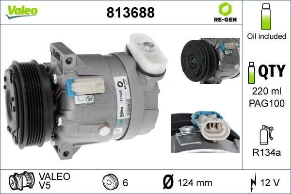 Valeo 813688 Compressor, air conditioning 813688: Buy near me in Poland at 2407.PL - Good price!