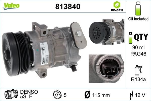 Valeo 813840 Compressor, air conditioning 813840: Buy near me in Poland at 2407.PL - Good price!