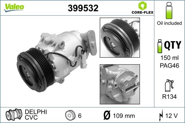 Valeo 399532 Compressor, air conditioning 399532: Buy near me in Poland at 2407.PL - Good price!