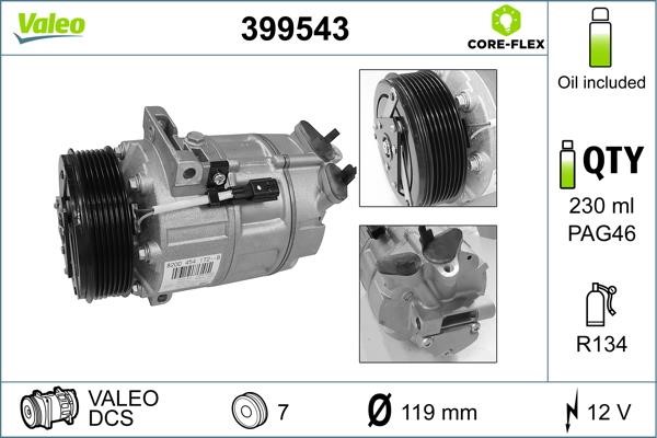 Valeo 399543 Compressor, air conditioning 399543: Buy near me at 2407.PL in Poland at an Affordable price!