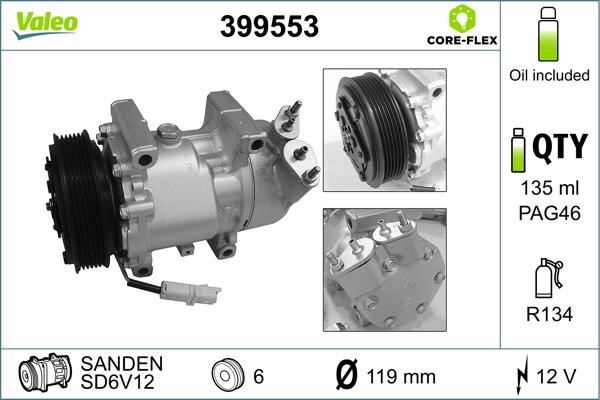 Valeo 399553 Compressor, air conditioning 399553: Buy near me in Poland at 2407.PL - Good price!