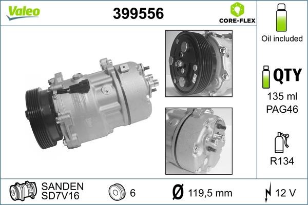 Valeo 399556 Compressor, air conditioning 399556: Buy near me in Poland at 2407.PL - Good price!