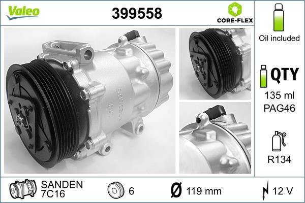 Valeo 399558 Compressor, air conditioning 399558: Buy near me in Poland at 2407.PL - Good price!