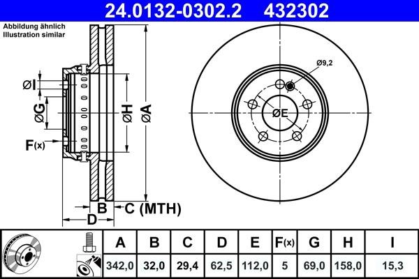 Ate 24.0132-0302.2 Тормозной диск передний вентилируемый 24013203022: Отличная цена - Купить в Польше на 2407.PL!
