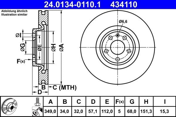 Ate 24.0134-0110.1 Тормозной диск передний вентилируемый 24013401101: Отличная цена - Купить в Польше на 2407.PL!