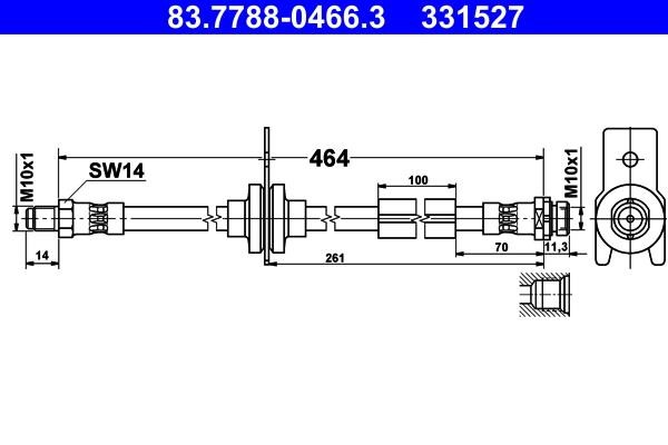 Ate 83.7788-0466.3 Brake Hose 83778804663: Buy near me in Poland at 2407.PL - Good price!