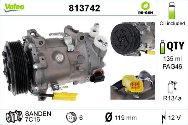 Valeo 813742 Compressor, air conditioning 813742: Buy near me in Poland at 2407.PL - Good price!