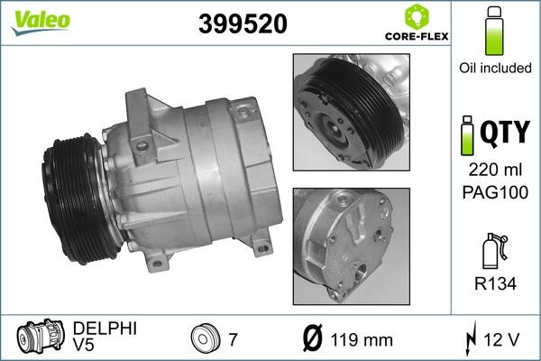 Valeo 399520 Compressor, air conditioning 399520: Buy near me in Poland at 2407.PL - Good price!