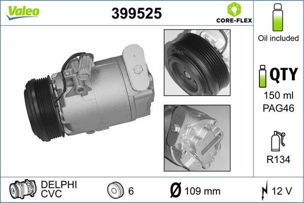 Valeo 399525 Compressor, air conditioning 399525: Buy near me in Poland at 2407.PL - Good price!