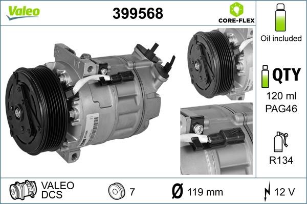 Valeo 399568 Compressor, air conditioning 399568: Buy near me in Poland at 2407.PL - Good price!