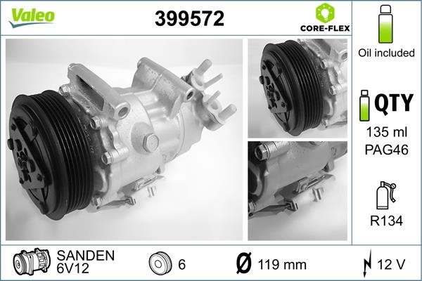 Valeo 399572 Compressor, air conditioning 399572: Buy near me in Poland at 2407.PL - Good price!