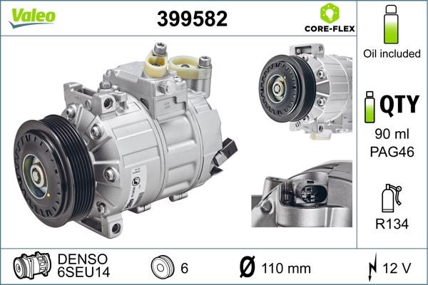 Valeo 399582 Compressor, air conditioning 399582: Buy near me at 2407.PL in Poland at an Affordable price!