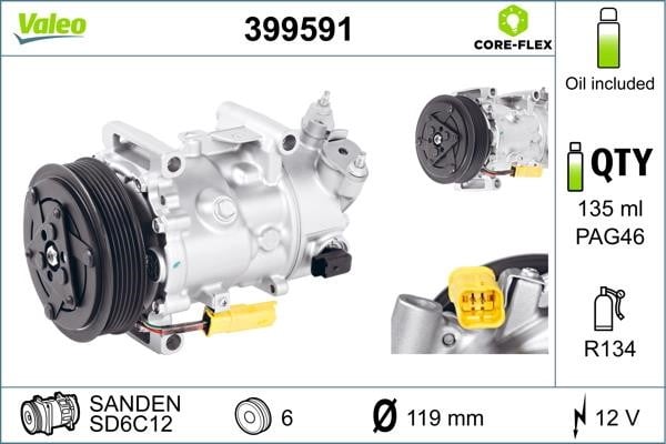 Valeo 399591 Compressor, air conditioning 399591: Buy near me in Poland at 2407.PL - Good price!