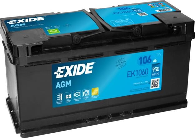 Exide EK1060 Battery Exide AGM 12V 106Ah 950A(EN) R+ EK1060: Buy near me in Poland at 2407.PL - Good price!