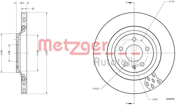 Metzger 6110779 Wentylowana tarcza hamulcowa z tyłu 6110779: Atrakcyjna cena w Polsce na 2407.PL - Zamów teraz!