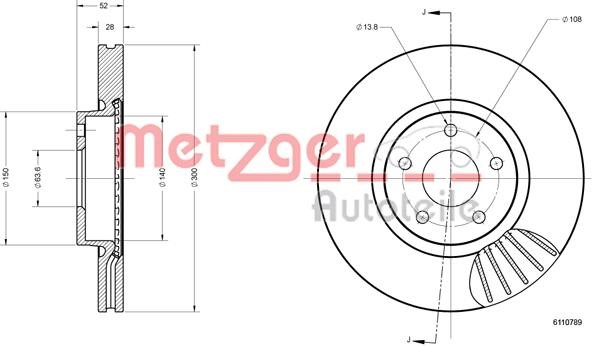 Metzger 6110789 Тормозной диск передний вентилируемый 6110789: Отличная цена - Купить в Польше на 2407.PL!