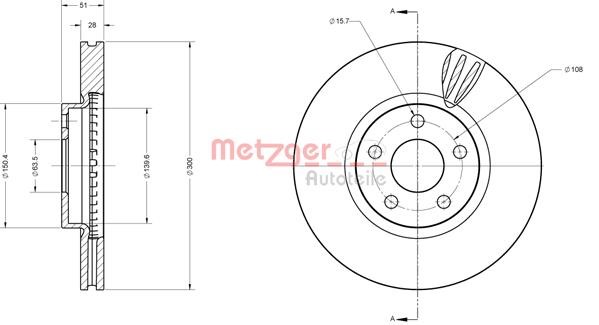 Metzger 6110814 Front brake disc ventilated 6110814: Buy near me in Poland at 2407.PL - Good price!
