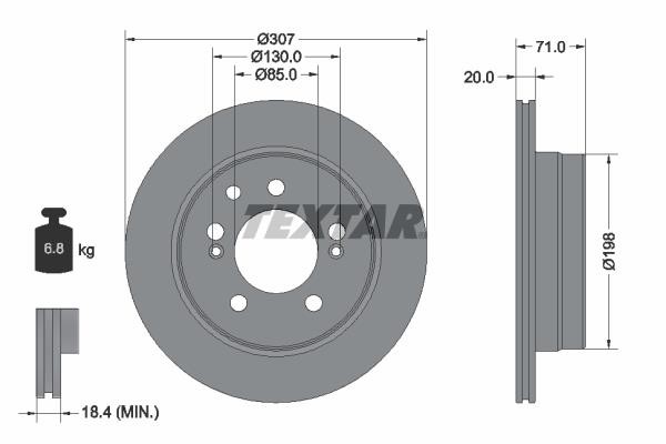 Textar 92338503 Rear ventilated brake disc 92338503: Buy near me in Poland at 2407.PL - Good price!