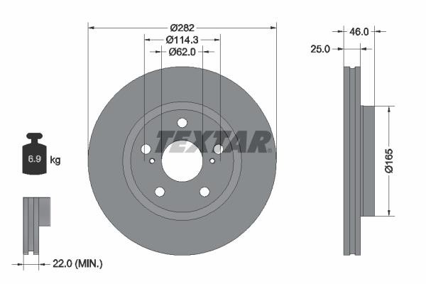 Textar 92341103 Rear ventilated brake disc 92341103: Buy near me in Poland at 2407.PL - Good price!