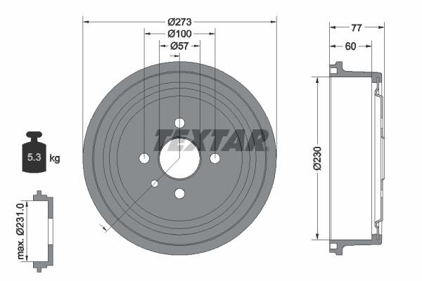 Textar 94048400 Brake drum 94048400: Buy near me at 2407.PL in Poland at an Affordable price!