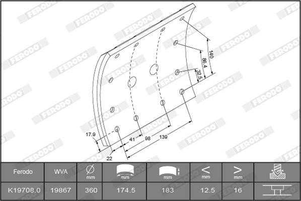 Ferodo K19708.1-F3661 Brake lining set K197081F3661: Buy near me in Poland at 2407.PL - Good price!