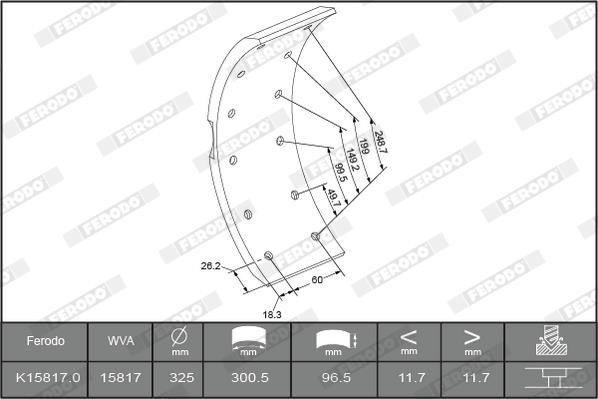 Ferodo K15817.1-F3652 Brake lining set K158171F3652: Buy near me in Poland at 2407.PL - Good price!