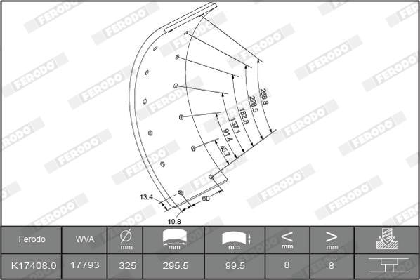 Ferodo K17408.1-F3653 Brake lining set K174081F3653: Buy near me in Poland at 2407.PL - Good price!