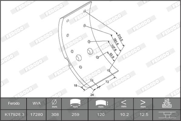 Ferodo K17928.0-F3658 Brake lining set K179280F3658: Buy near me in Poland at 2407.PL - Good price!