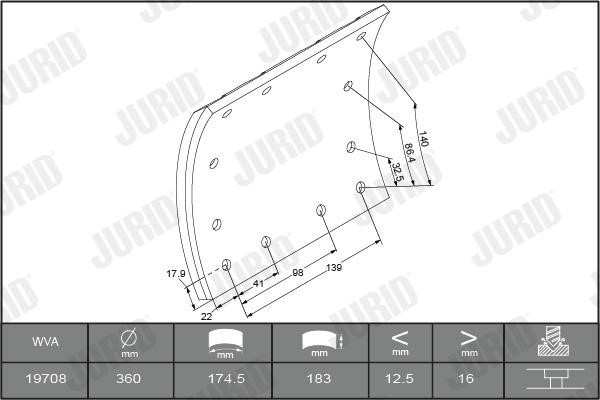 Jurid/Bendix 1970803270 Brake lining set 1970803270: Buy near me in Poland at 2407.PL - Good price!