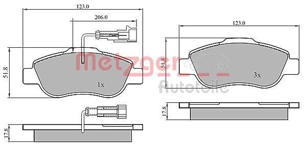 Metzger 1170849 Front disc brake pads, set 1170849: Buy near me in Poland at 2407.PL - Good price!