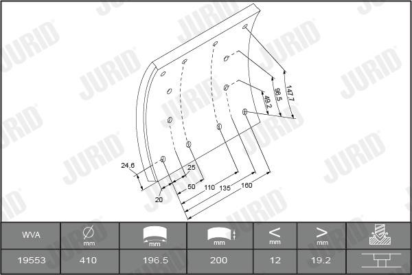 Jurid/Bendix 1955301230 Brake lining set 1955301230: Buy near me in Poland at 2407.PL - Good price!