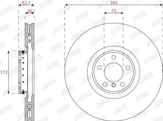 Jurid/Bendix 563282JVC-1 Front right ventilated brake disc 563282JVC1: Buy near me in Poland at 2407.PL - Good price!