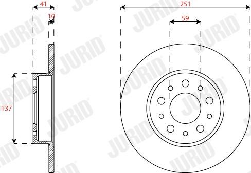 Jurid/Bendix 563295JC Rear brake disc, non-ventilated 563295JC: Buy near me in Poland at 2407.PL - Good price!