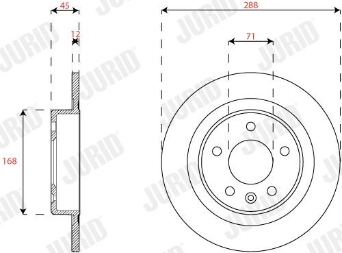 Jurid/Bendix 563311JC Rear brake disc, non-ventilated 563311JC: Buy near me in Poland at 2407.PL - Good price!