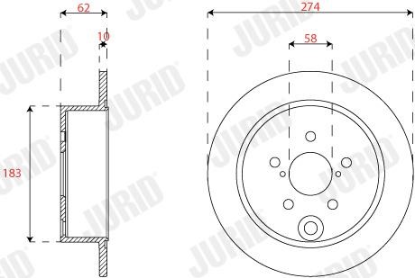 Jurid/Bendix 563343JC Rear brake disc, non-ventilated 563343JC: Buy near me in Poland at 2407.PL - Good price!
