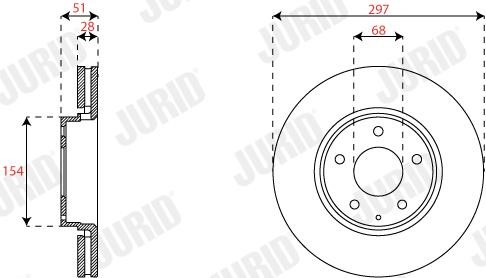 Jurid/Bendix 563356JC Front brake disc ventilated 563356JC: Buy near me in Poland at 2407.PL - Good price!