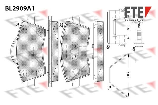 FTE BL2909A1 Scheibenbremsbeläge, Set BL2909A1: Kaufen Sie zu einem guten Preis in Polen bei 2407.PL!