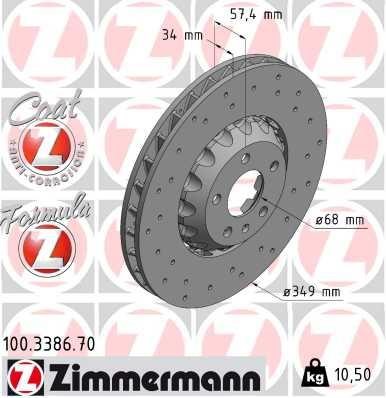 Otto Zimmermann 100.3386.70 Front brake disc ventilated 100338670: Buy near me in Poland at 2407.PL - Good price!