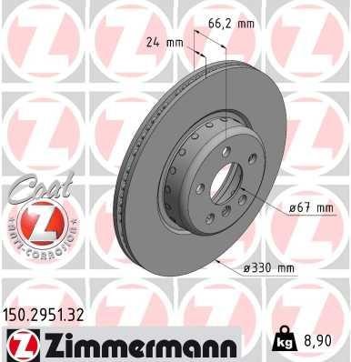 Otto Zimmermann 150.2951.32 Front brake disc ventilated 150295132: Buy near me in Poland at 2407.PL - Good price!
