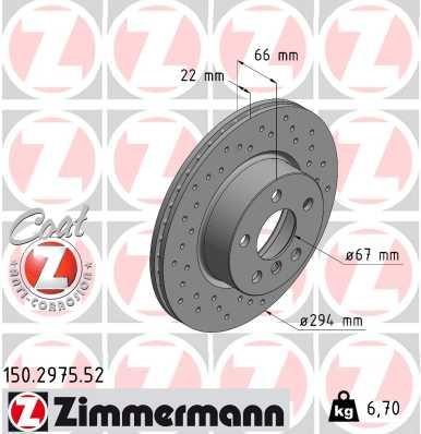 Otto Zimmermann 150.2975.52 Тормозной диск передний вентилируемый 150297552: Отличная цена - Купить в Польше на 2407.PL!
