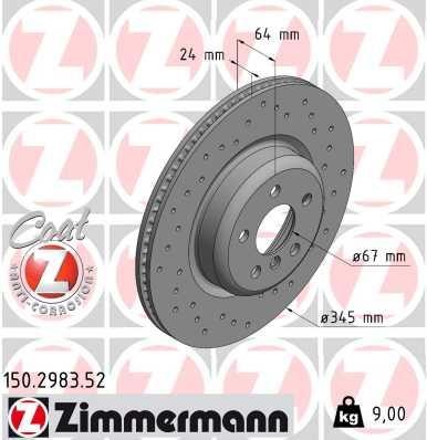 Otto Zimmermann 150.2983.52 Тормозной диск задний левый вентилируемый 150298352: Отличная цена - Купить в Польше на 2407.PL!