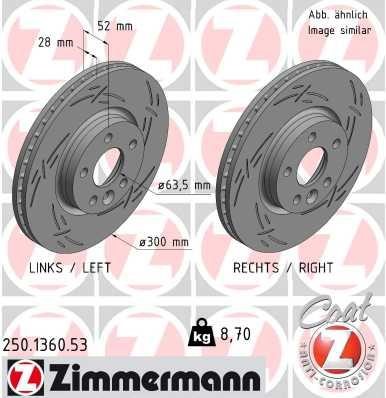 Otto Zimmermann 250.1360.53 Front brake disc ventilated 250136053: Buy near me in Poland at 2407.PL - Good price!